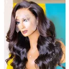Парик женский, натуральный черный, 26 дюймов, с боковой частью, волнистый, с отбеленными узлами, плотность 180%