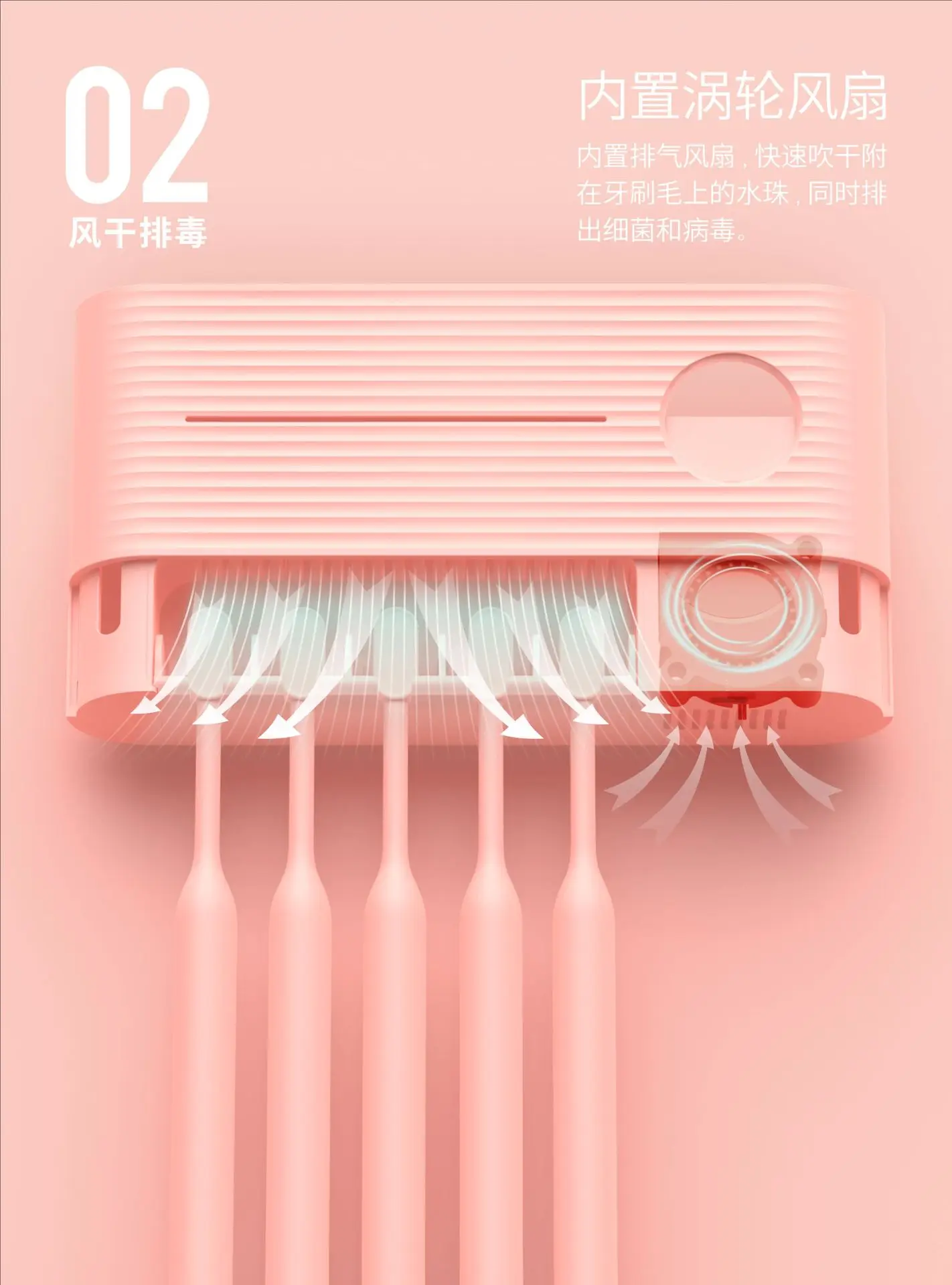 Держатель для зубных щеток Xiaomi UVC с ультрафиолетовой стерилизацией настенный
