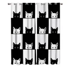 Занавеска на окна с геометрическим рисунком черно-белого кота, занавеска для ванной, спальни, кухни, занавески, детские наборы для обработки окон
