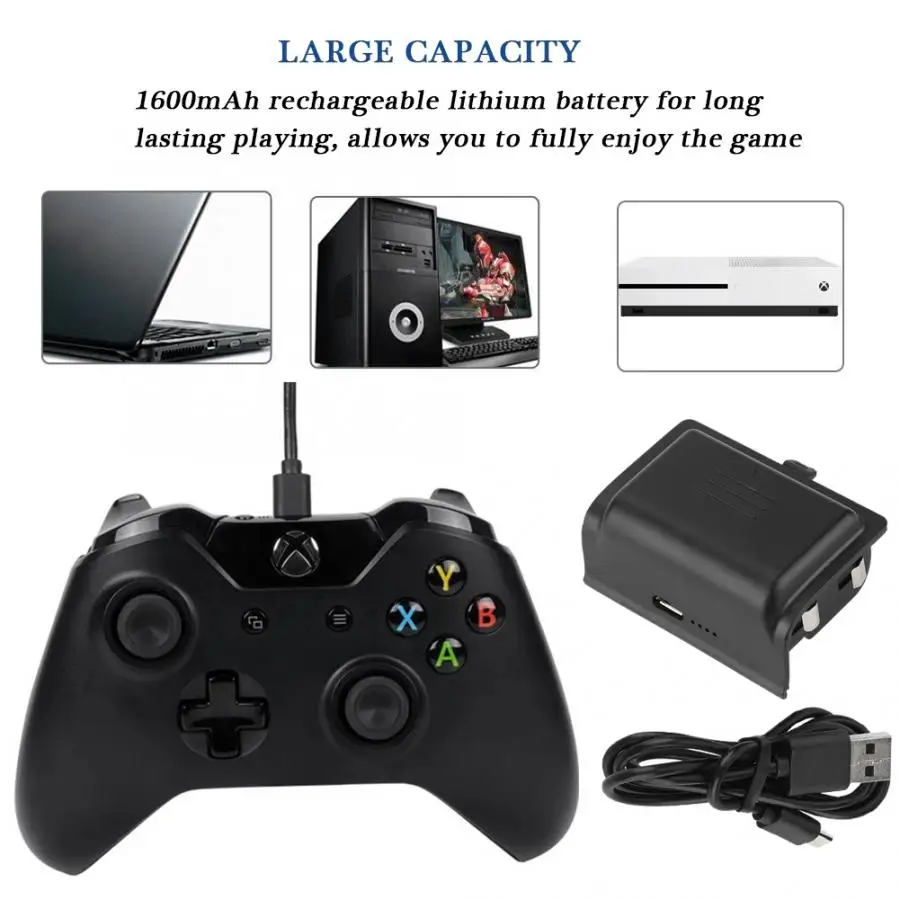 1600 мАч аккумуляторная батарея для Xbox One ручка контроллер резервная батарея с зарядными кабелями