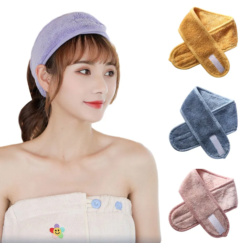 

Yoga Headband Women Coral Fleece Hair Band Sports Casual Headwear Wash Makeup Hairdresser Velcro Hair Accessories Makeup Tools