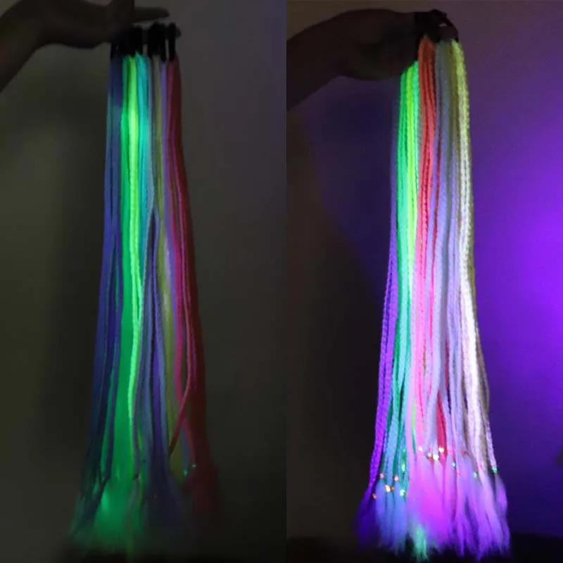 

Синтетические косички для плетения, светящиеся косички для вязания, Сияющие волосы в темноте, светящиеся косички для Хэллоуина