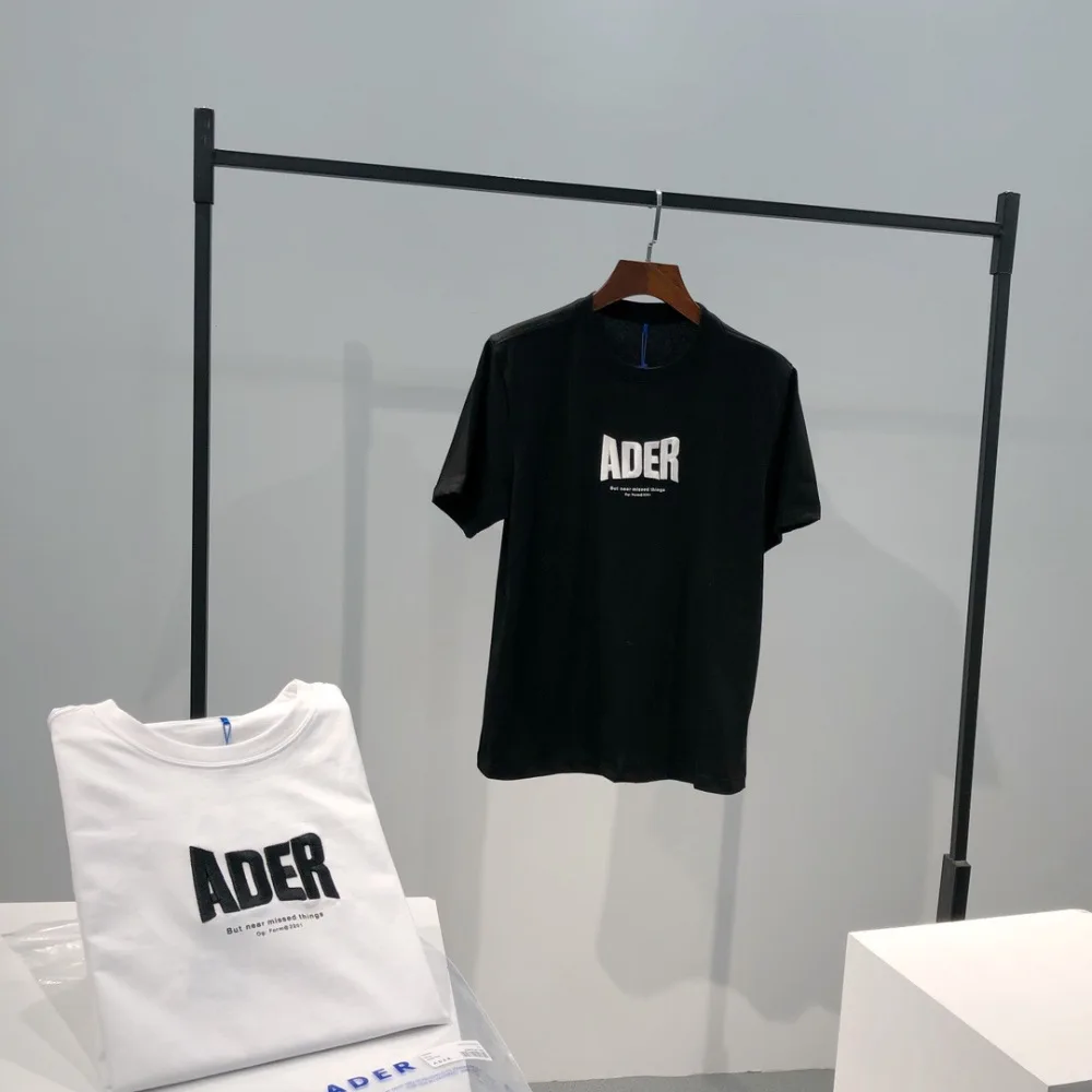 

2021ss ADER Embroidered Logo T-shirt Men Women High Quality Front Big Embroidery Tee ADER ERROR Tops