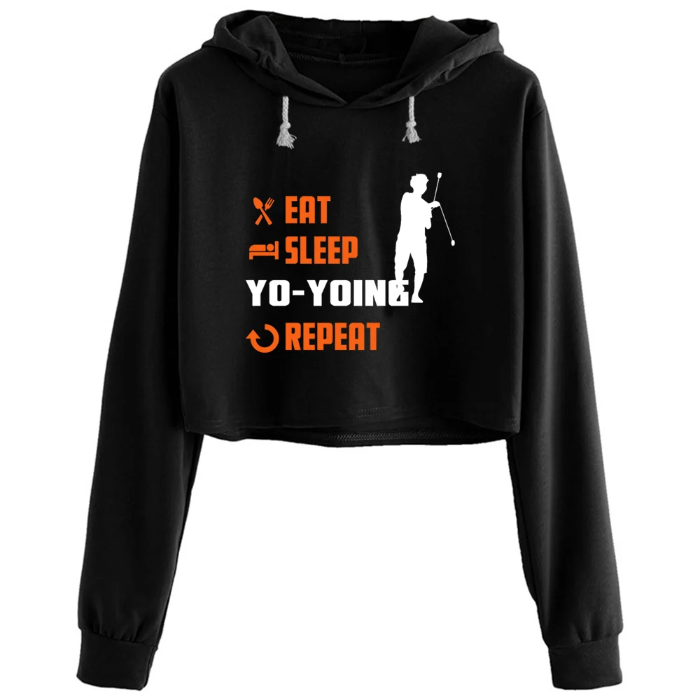 

Кроп-худи Eat Sleep Yo Yoing Juggle, Женский пуловер гранж Харадзюку в стиле аниме, эмо для девочек