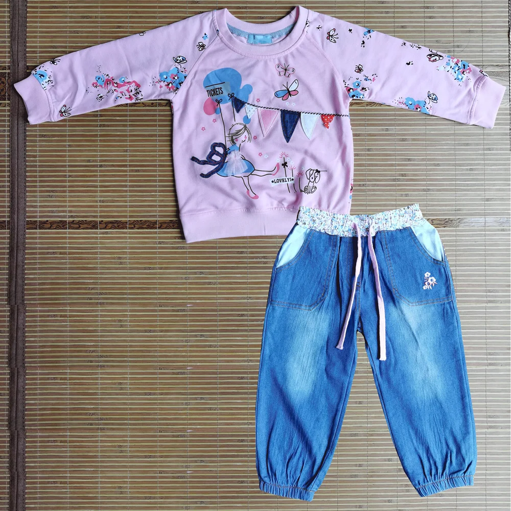 Детские модные корейские костюмы для девочек милый детский мультяшный свитер с