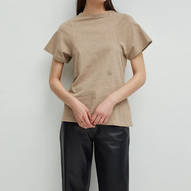 Женская футболка с вышивкой Классическая хлопковая Футболка круглым вырезом и