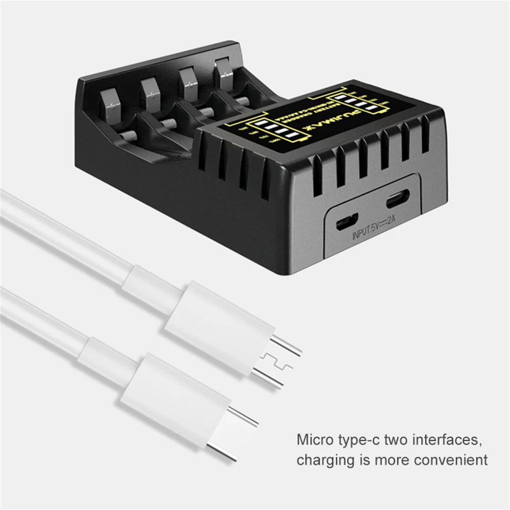 Зарядное устройство с 4 слотами USB для быстрой зарядки аккумуляторов 4X AAA/AA