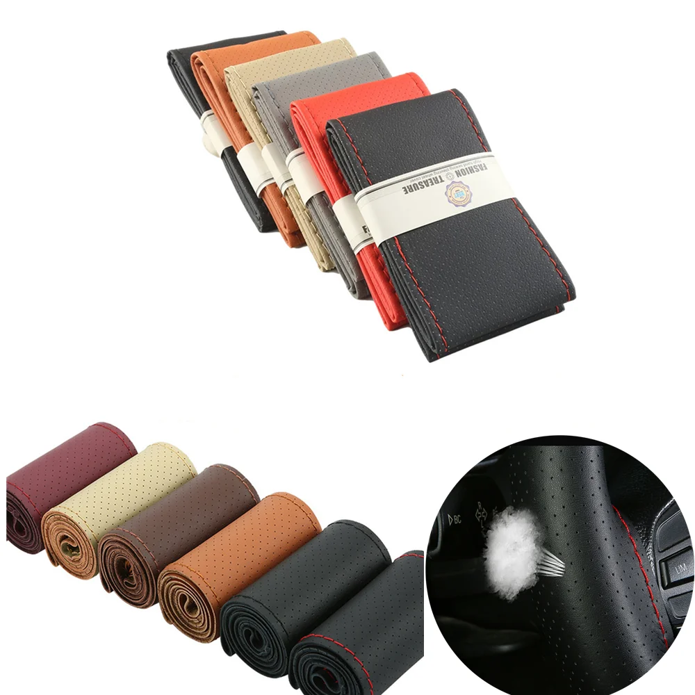 

Оплетка на руль автомобиля «сделай сам», коса из искусственной кожи с иглами и ниткой, мягкая текстура, 38 см