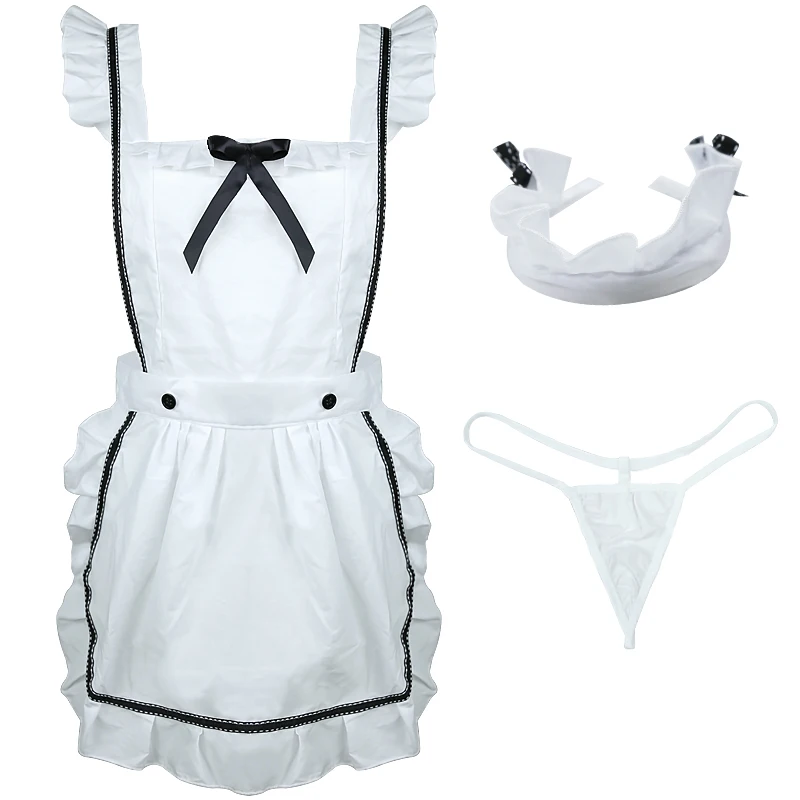 

Anime Kawaii Lingerie White Maid Outfit for Woman Sailor School Girl Cosplay Costumes Sexy Cos Maid Uniform Apron Babydoll