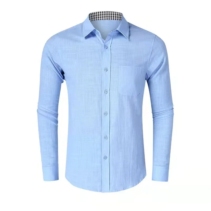2022 New Large Size Men's Business Casual Long Sleeved Shirt White Blue Black Smart Male Social Dress Shirt 100% Cotton