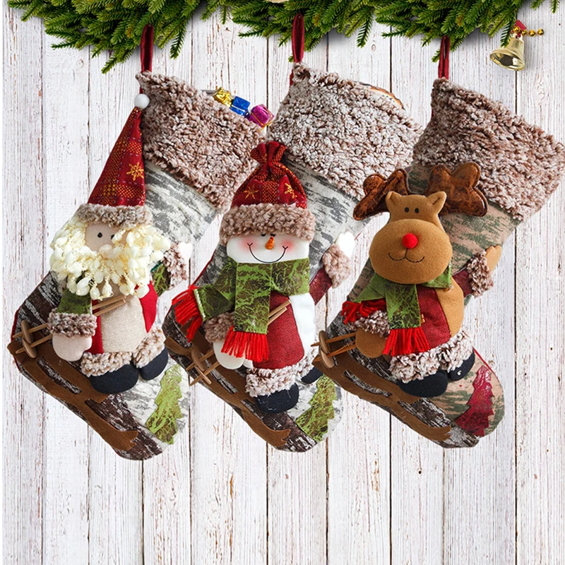 

2022 New Year Christmas Stocking Sack Xmas Gift Candy Bag Noel Christmas Decorations For Home Navidad Sock Christmas Tree Decor