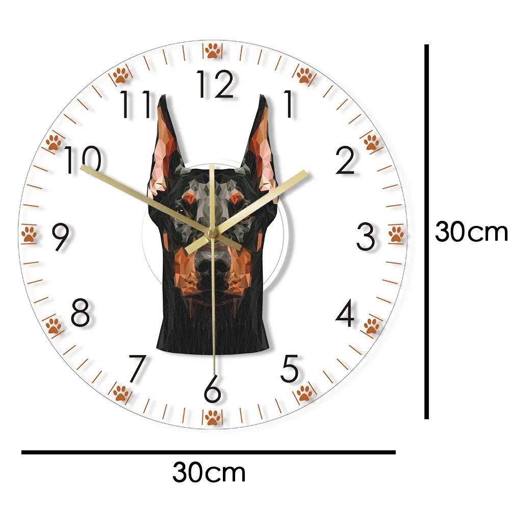 Часы настенные из акрила с изображением щенка без тикания | Дом и сад
