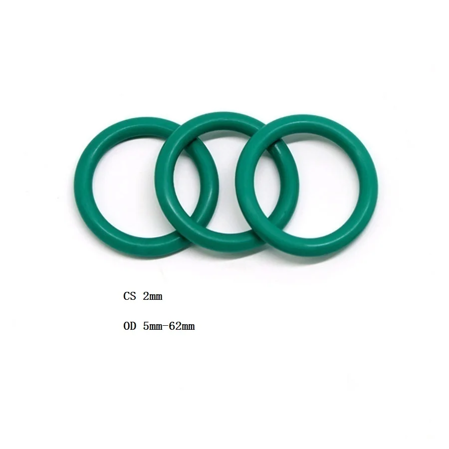 

2 mm FKM O-Ring Rubber Seal Washer Green O Ring OD 5 mm - 60 mm