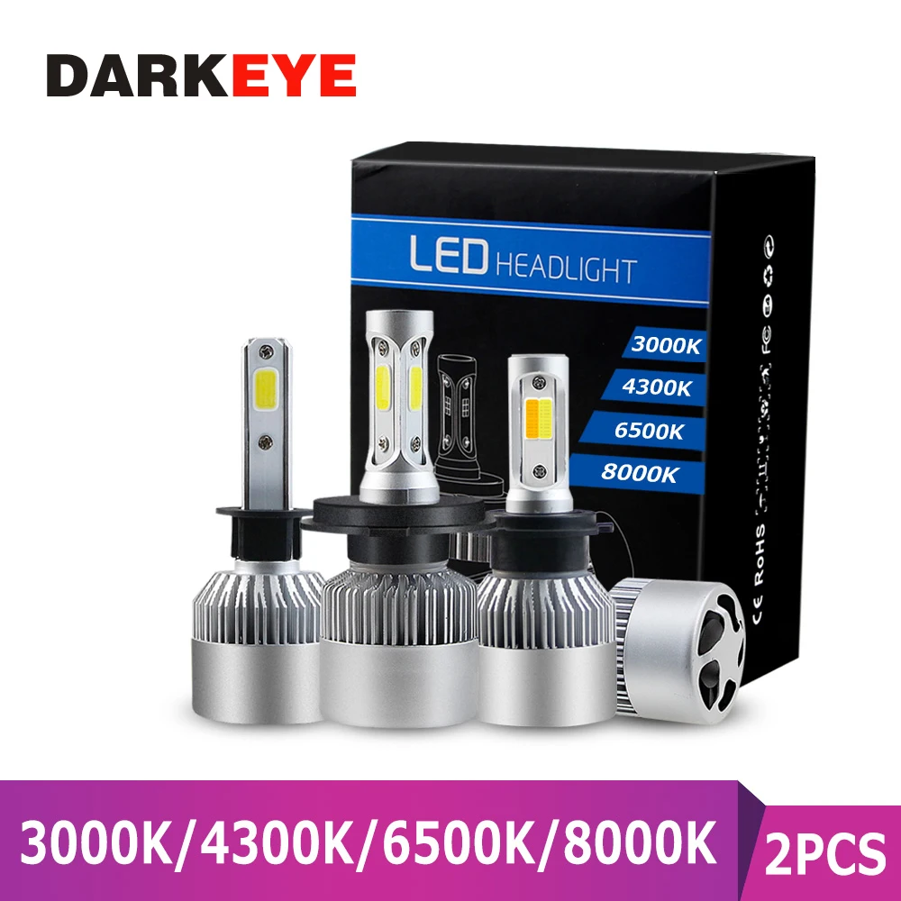 

DARKEYE H1 LED H4 H11 H7 9005 9006 H8 H3 H9 880 9007 Car Headlight Bulbs 60W 8000LM 6500K 4300K 8000K 3000K COB led Lamp 2PCS EJ