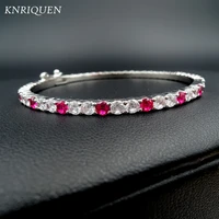 2021 trend silver 925 wedding bangles for women luxury created ruby gemstone high carbon diamond bracelets fine jewelry 16 17cm