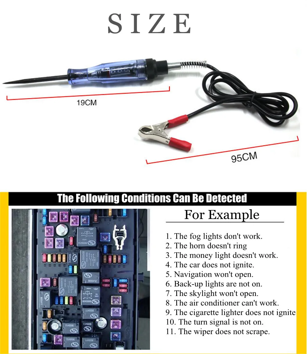 6V 12V 24V Durable Automotive Electric Circuit Tester Digital Light Probe Test Pen for Car Boat Auto Accessories | Автомобили и