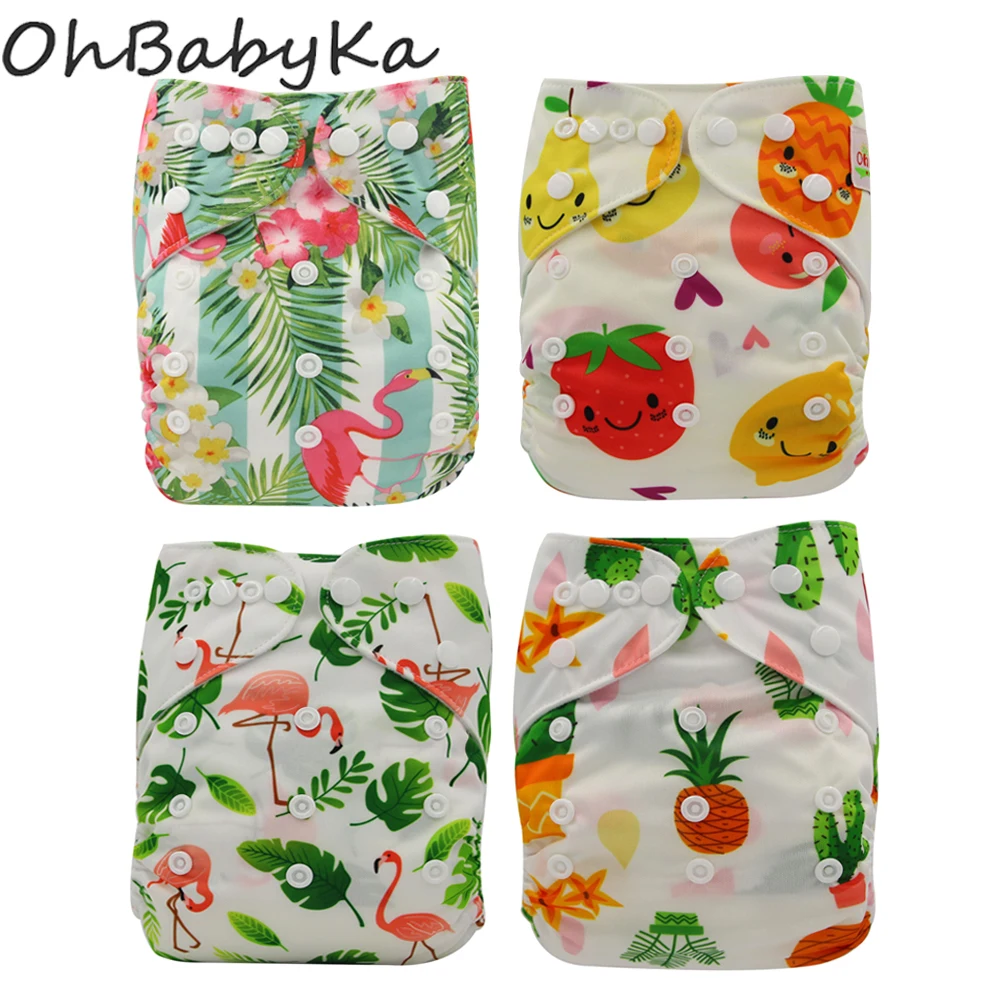 4 шт./компл. водонепроницаемые Многоразовые Детские Подгузники Ohbabyka с