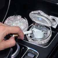 crystal rhinestones car ashtray portable cup holder metal led diamond auto ashtrays high class gifts