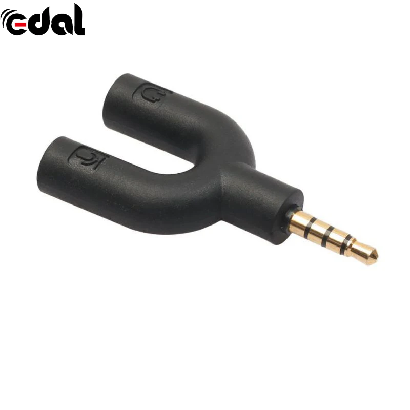 EDAL Protable 3.5mm Stereo Audio Male to 2 Female Headset Mic TRRS Y Splitter Adapter | Электроника
