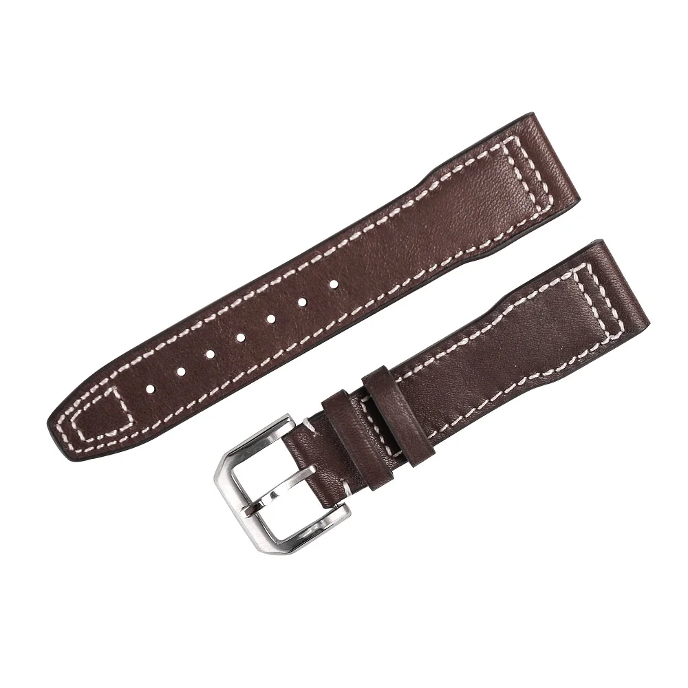 Кожаный ремешок для часов Iwc мужчин из мягкой натуральной кожи 20 мм 21 черный