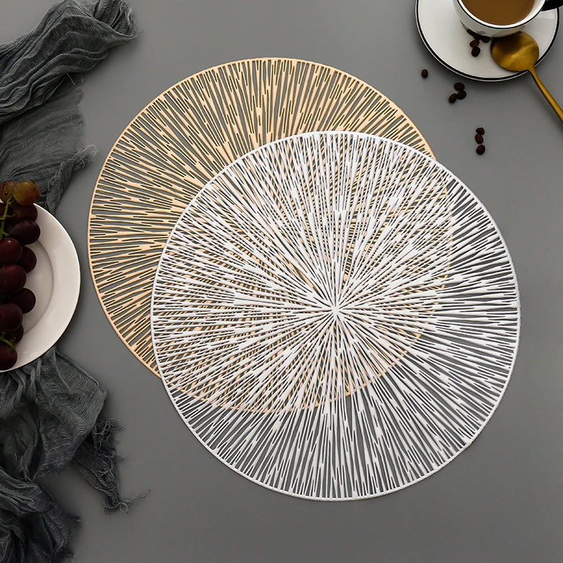 

PVC Fireworks Hollow Nordic Style Non-slip Kitchen Placemat Coaster Insulation Pad Dish Coffee Table Mat Home Hotel Decor 51036