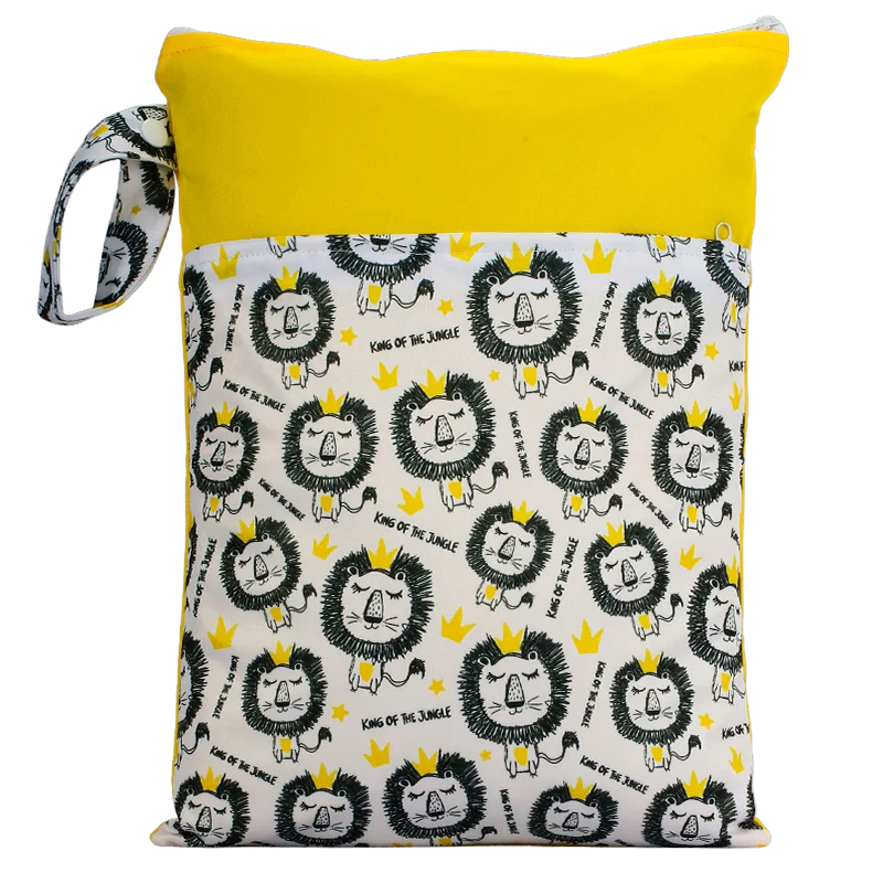 New Print Wet Dry Mammy Bag With Two Pockets Baby Diapers Nappies Bag Waterproof Reusable 25x35cm Storage Bag Travel Bag