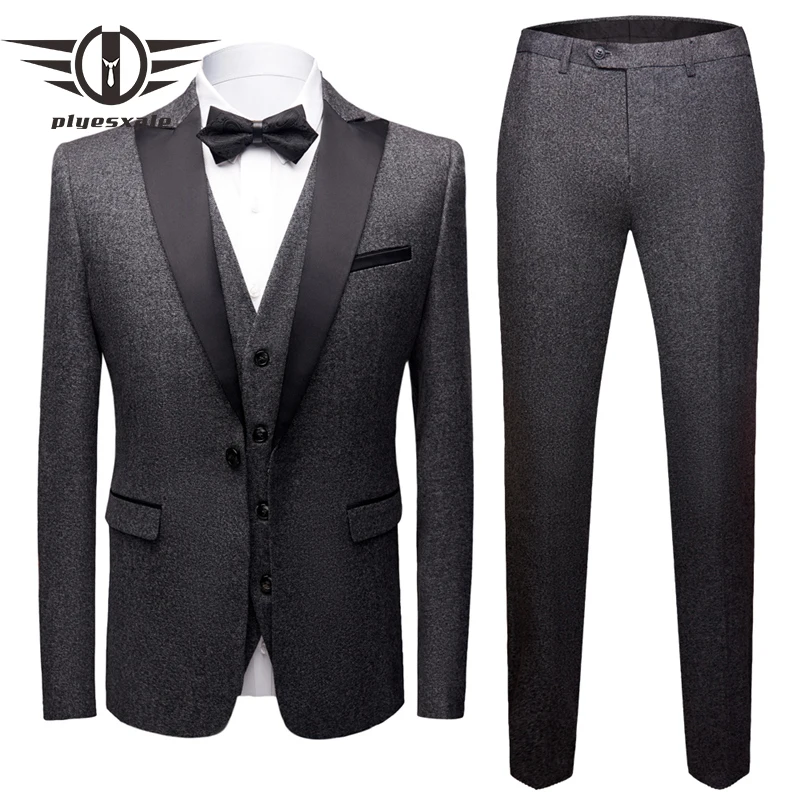 Брендовый мужской костюм 2019 элегантные свадебные костюмы для мужчин приталенный
