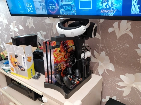 

PS4 Pro Slim Charging Display Stand Showcase for PS4 VR Playstation 4 Vertical Stand, Fan, Cooler, Controller Charger HUB