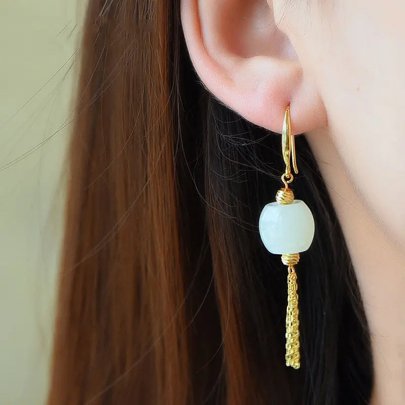 Антикварные серьги в китайском стиле из стерлингового серебра пробы длинные с