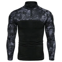 mens long sleeve t shirt military outdoor fitness camouflage jogging t shirt elastic polo top