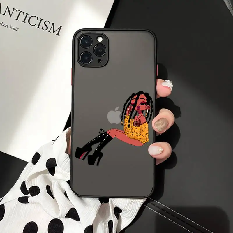 

Black girl money Phone Cases Matte Transparent for iPhone 7 8 11 12 s mini pro X XS XR MAX Plus cover funda