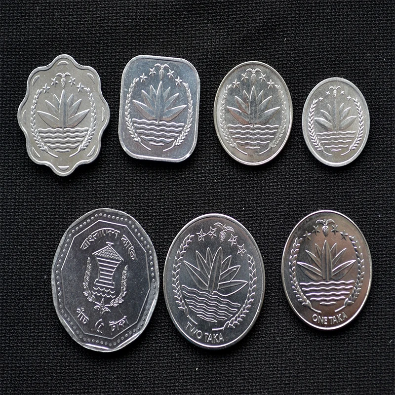 Набор из 7 штук монеты Бангладеш Южная Азия 100% настоящие оригинальные Новинка |