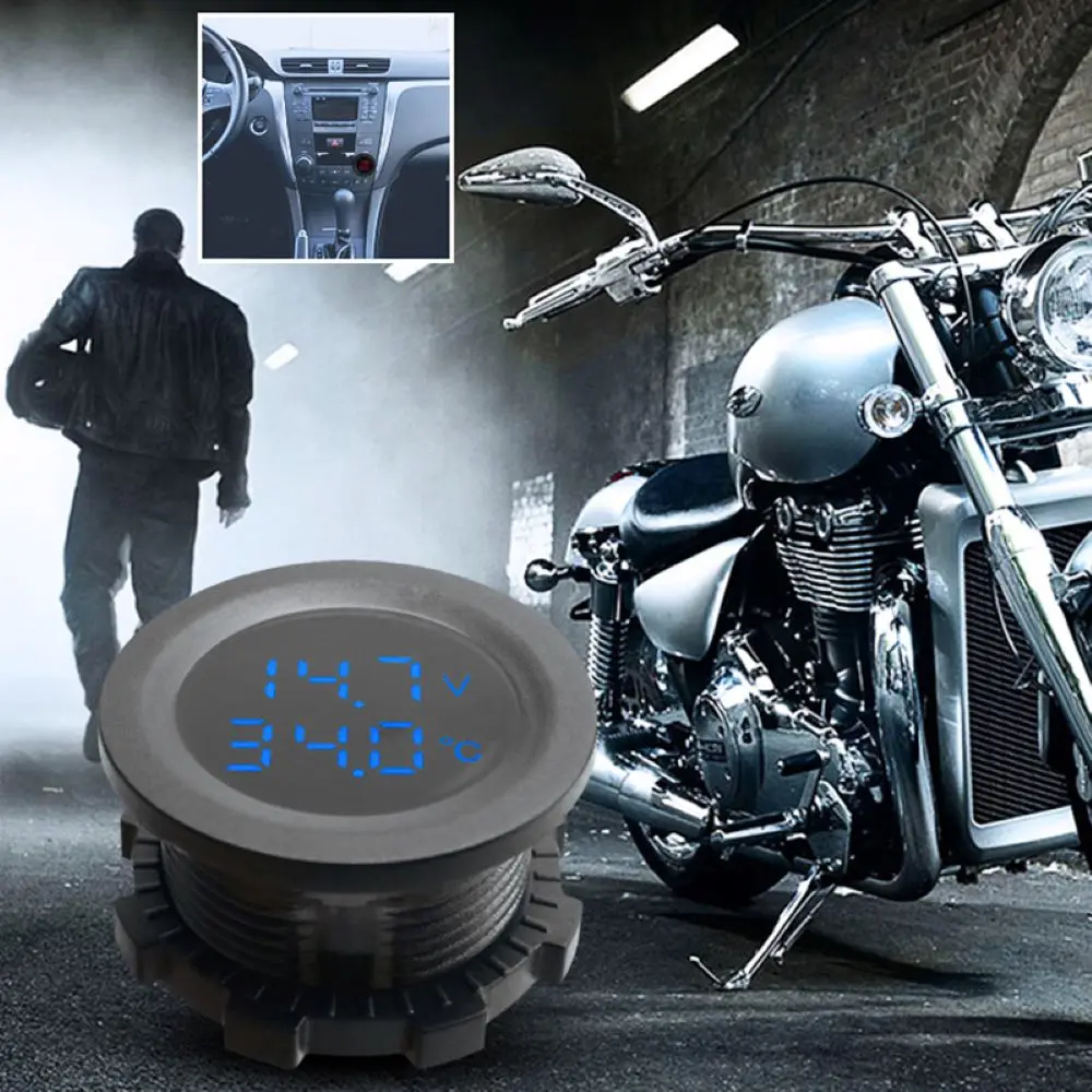 12-24V Round Temperature Voltmeter Auto Voltage Test Display Digital Measurement for Car Motorcycle Boat Yacht | Автомобили и