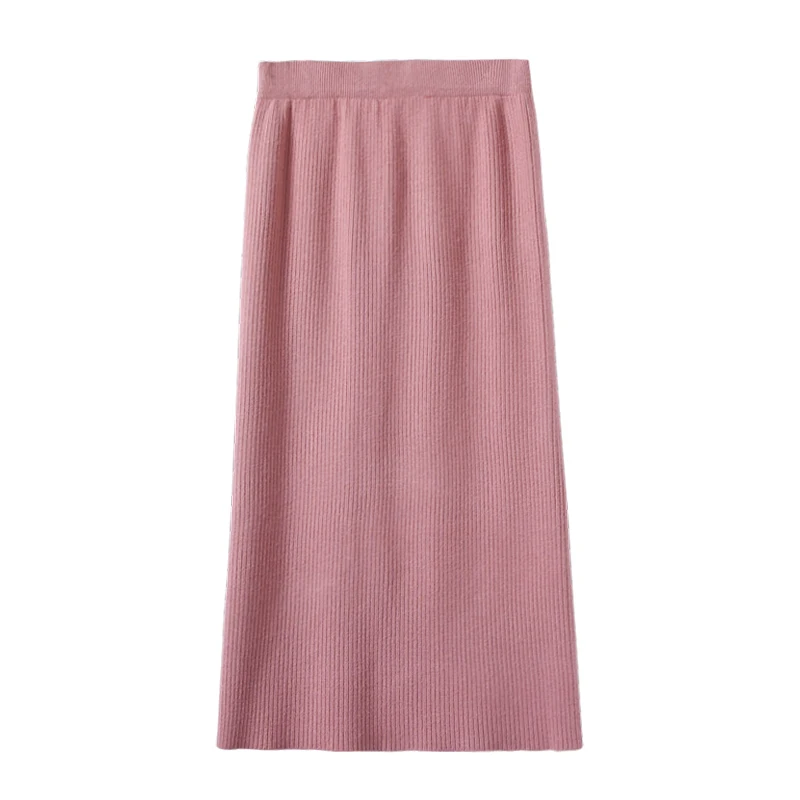 Юбка с высокой талией зимняя миди длинная осенняя разрезом однотонная до колена