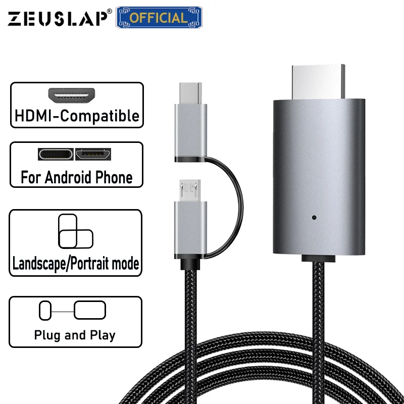 2-в-1 аудио-видео кабель Micro USB Type-C к Hdmi-совместимый MHL HDTV кабели для Xiaomi Huawei Redmi
