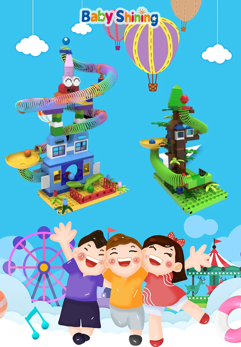 Детские блестящие 65-203 шт мраморные беговые дорожки Duplo DIY блоки игрушки строительные блоки весенние горки для детей мальчик девочка подарок на день рождения