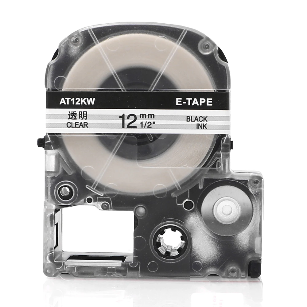 10PCS ST12K Label Tape 12mm Cassette Refills Compatible Epson LabelWorks LC-4WBN9 for LW-300 LW-400 LW-500 LW-600P LW-700 Clear |