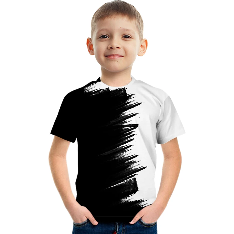 

New Summer Fashion New 3D Printing Pattern Boys Girls Children's Short Sleeve Trendy Casual T-shirt4-14T