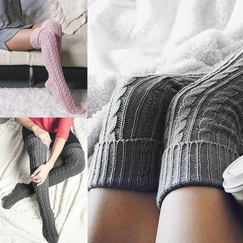 4 Style Fashion Winter Over Knee Socks Sexy Warm Thin High Knit Warmer Stockings For Women Cable Long Boot Thigh-High Leggings | Женская