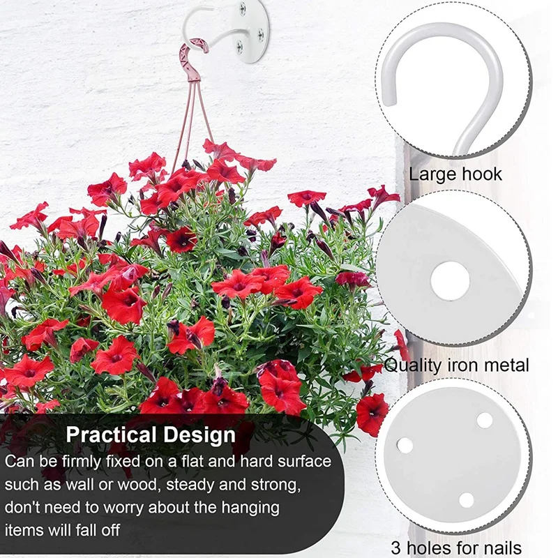 

Ceiling Hooks for Hanging Plants,Metal Heavy Duty Wall Hangers for Planters, Include Professional Drywall Anchors 4-Pack