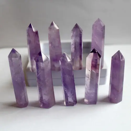 10Pcs/Lot 4-5cm Natural Purple Amethyst Quartz Crystal Point Wand Healing Reiki | Дом и сад