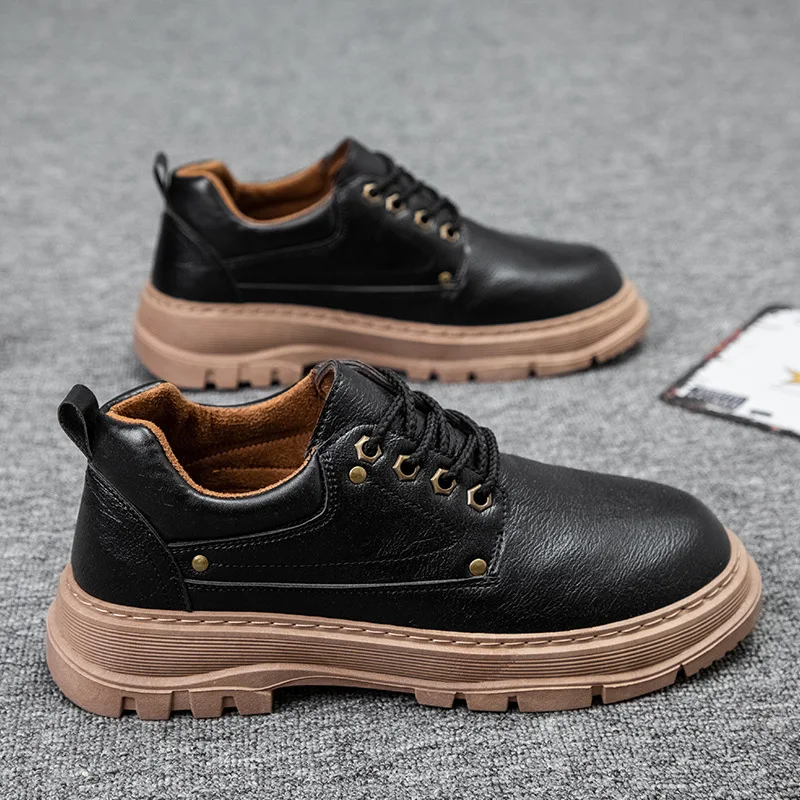

Men Shoes Winter Warm Men Leather Boots New Men's Fashion Work Shoes Safety Casual Sneakers
