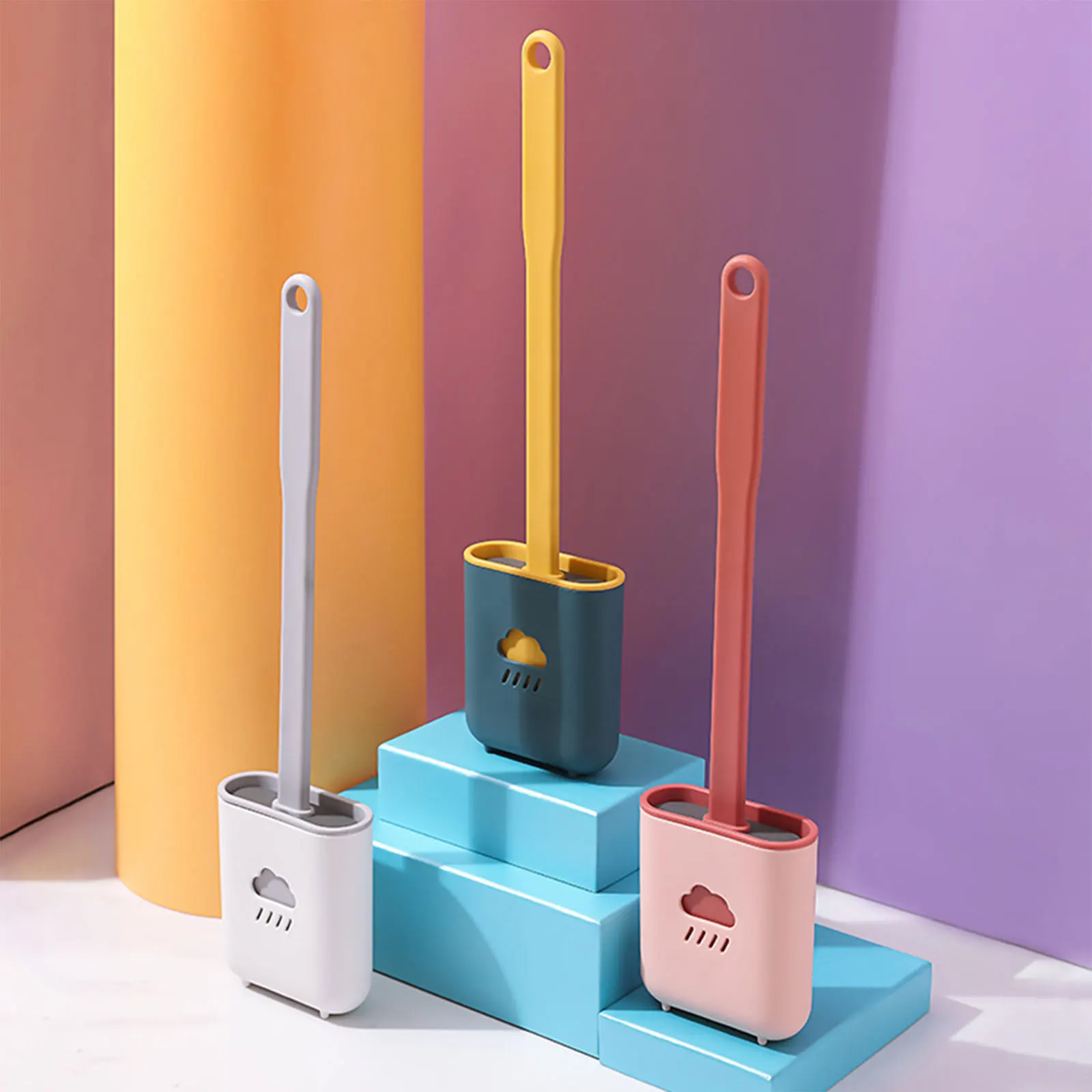 

New Silicone Toilet Brush Soft Bristle Toilet Brush Holder Set Accessories Cleaning Tool Durable Plastic Rubber