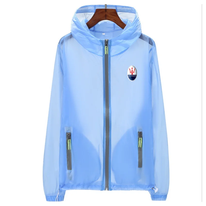 

Spring Autumn New Maserati Logo Printing Sunscreen Clothing Reflective Zipper Men's Large Size Jacket Couple Sunscreen Clothing