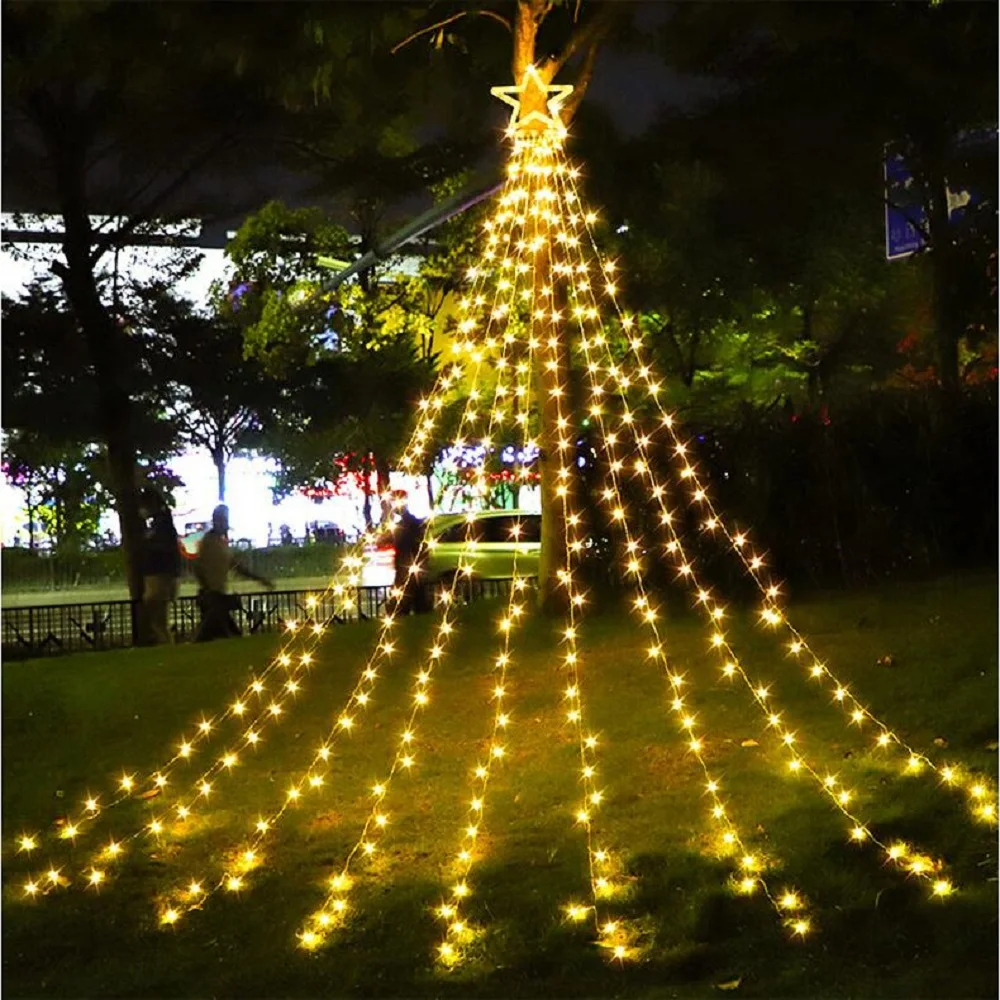 

Top Star 9 Strands Lights String 30V LED Christmas Tree Decor Watarproof Fairy Lamps EU US Power Supply