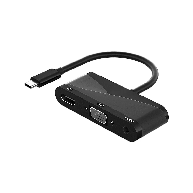 Адаптер 3 в 1 USBC-HDMI 4K 30 Гц USB 3.1 Тип C аналогичен VGA 1080P HDTV 5 мм аудио-и видеоконвертеры