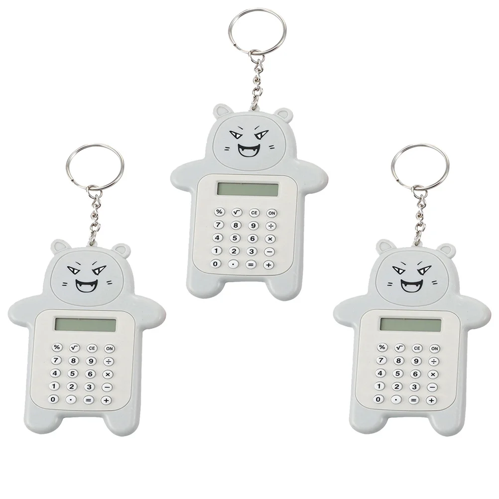 

3 Pcs Mini Bear Shaped Calculator Key Holder Useful Students Gift (Random Style)