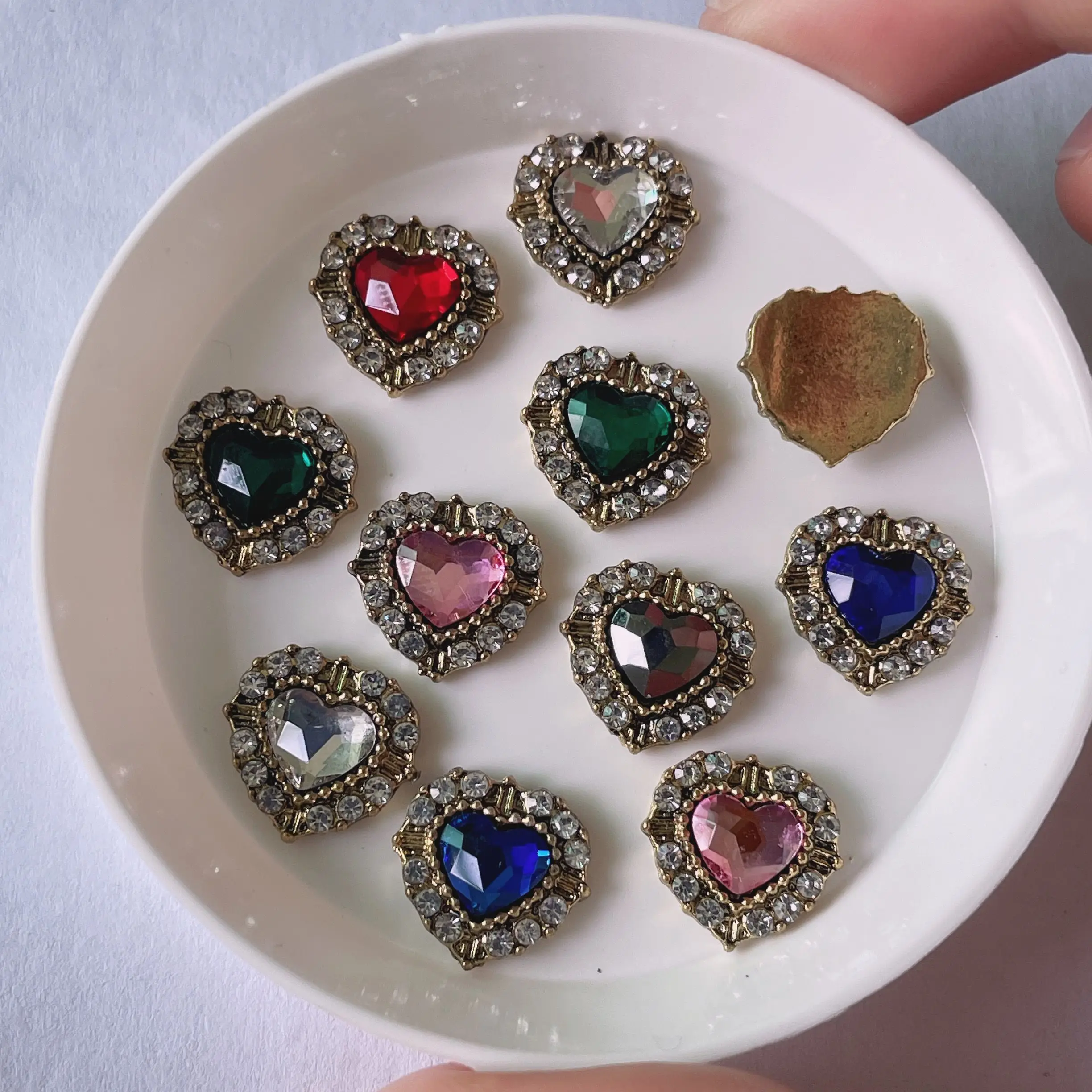 10 шт. хрустальные стразы в форме сердца 3d Подвески для ногтей украшения DIY