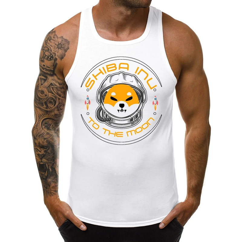 

Shiba Inu To The Moon Men Tank Tops Funny Shiba Army Printed Sleeveless Garment Singlet Casual Clothing Doge Killer Cool Vest