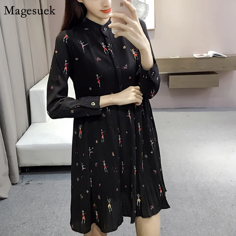 

Autumn Long Sleeve Plus Size Dresses For Women Print Chiffon Mini Woman Dress O-neck Elegant Party Dress Women Vestidos 2186 50